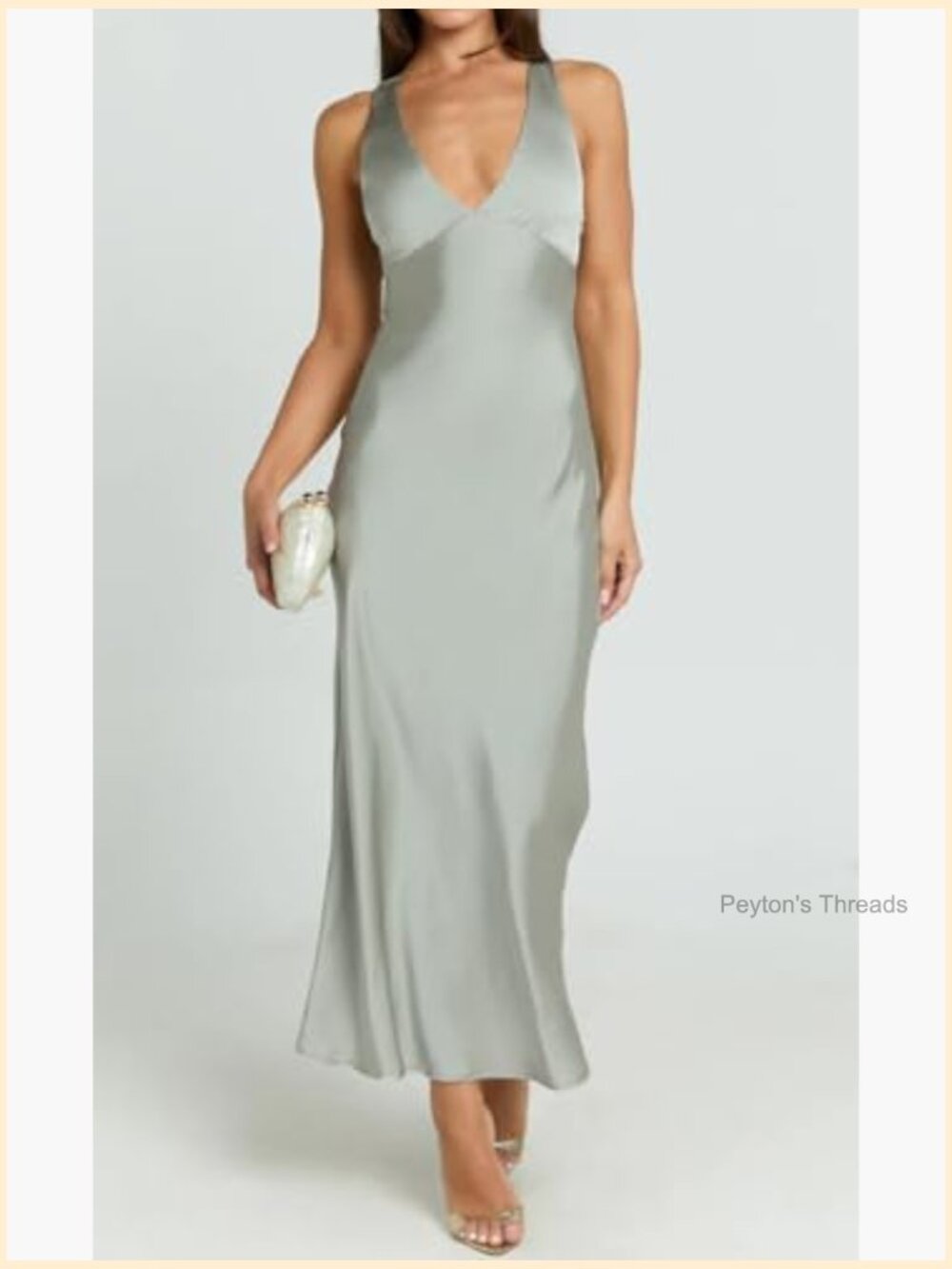 Satin V-Neck Backless Maxi Dress for Women Sleeveless Formal - Picture 5 of 7